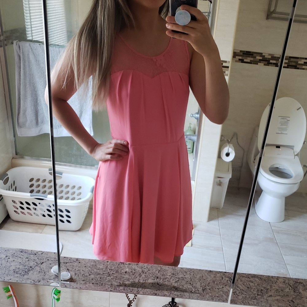 Baby pink dress with lace detailing
